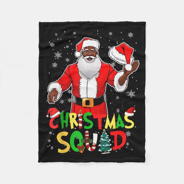 Santa Christmas Squad Black Men African American P Fleecedecke (Vorderseite)