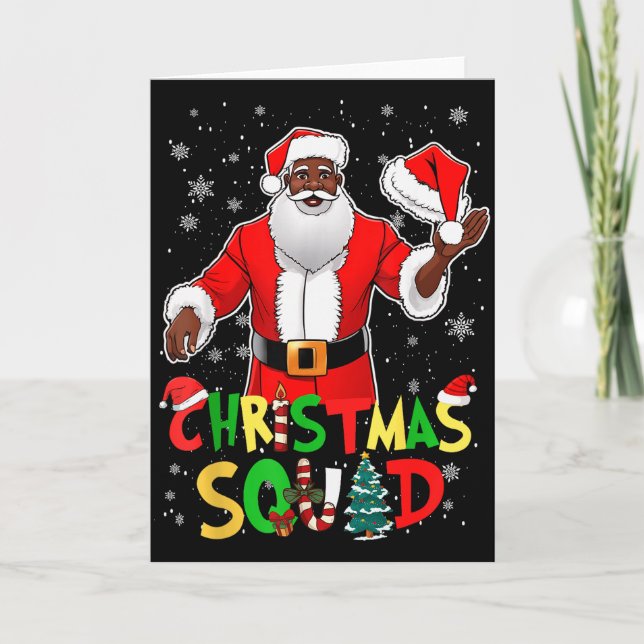 Santa Christmas Squad Black Men African American P Karte (Vorderseite)