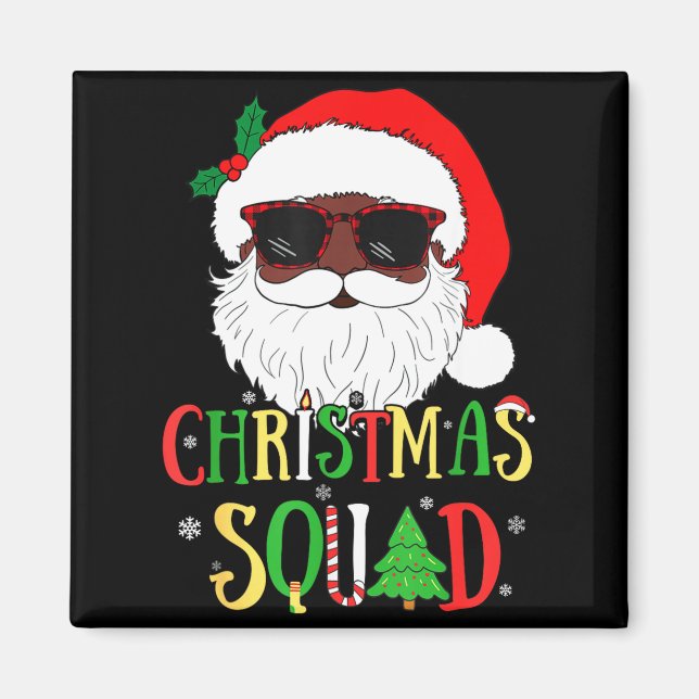 Santa Christmas Squad Black Men African American P Magnet (Vorne)