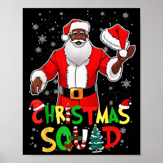 Santa Christmas Squad Black Men African American P Poster (Vorne)