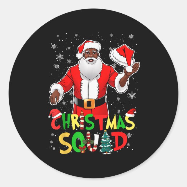 Santa Christmas Squad Black Men African American P Runder Aufkleber (Vorderseite)