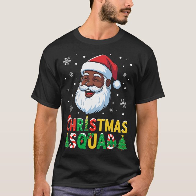 Santa Christmas Squad Black Men African American  T-Shirt (Vorderseite)