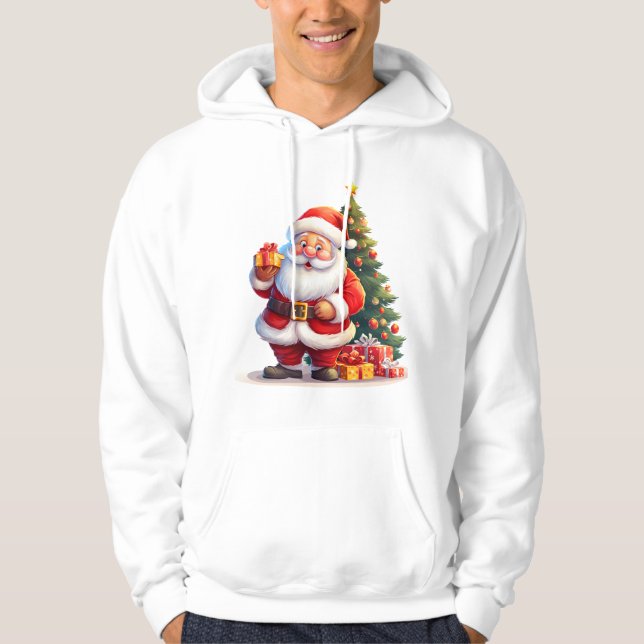 Santa,Christmas Tree And Gift Hoodie (Vorderseite)