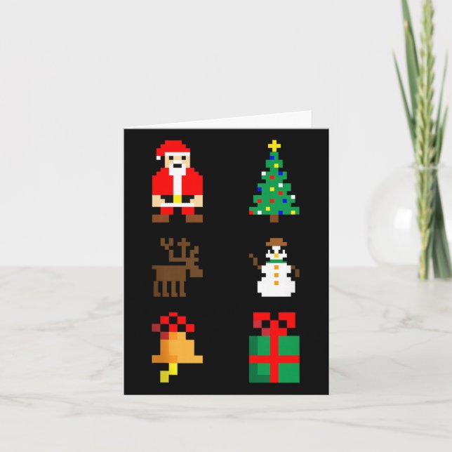 Santa Christmas Tree Deer Snowman Bell Gift Xmas X Karte (Vorderseite)