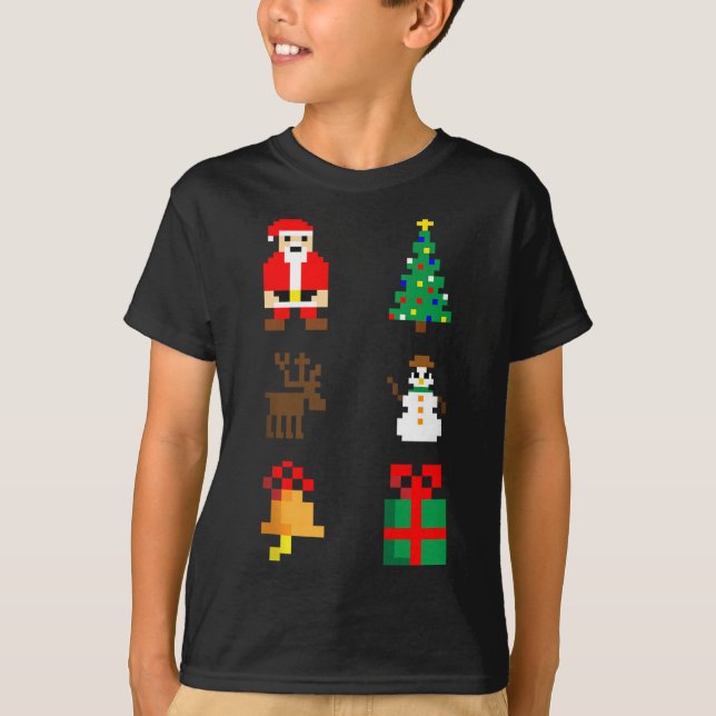 Santa Christmas Tree Deer Snowman Bell Gift Xmas X T-Shirt (Vorderseite)