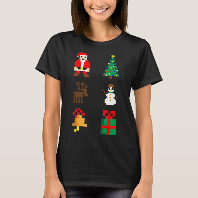 Santa Christmas Tree Deer Snowman Bell Gift Xmas X T-Shirt (Vorderseite)