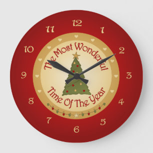 Santa Christmas Tree Große Wanduhr