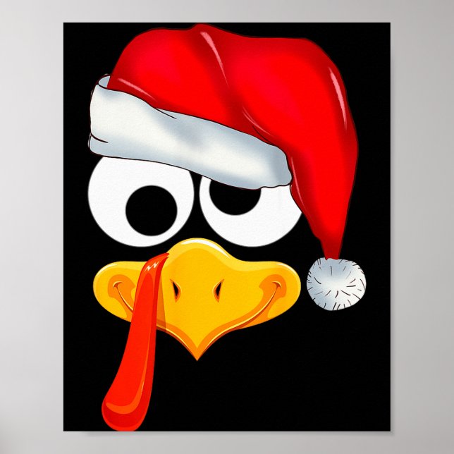 Santa Christmas Turkey Face Funny Family Matching  Poster (Vorne)