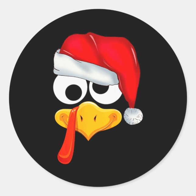 Santa Christmas Turkey Face Funny Family Matching  Runder Aufkleber (Vorderseite)