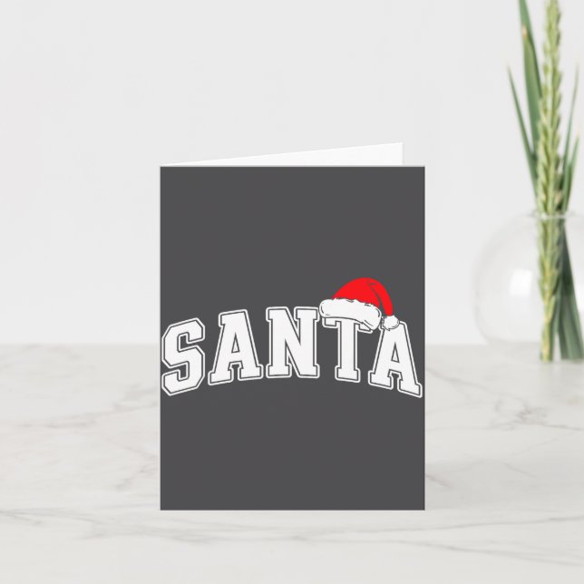Santa Christmas Varsity Text With Hat Family Xmas  Karte (Vorderseite)