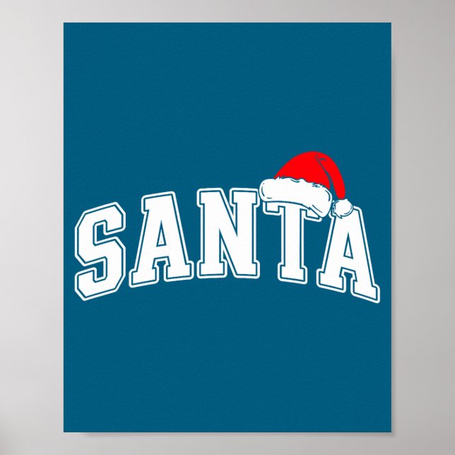 Santa Christmas Varsity Text With Hat Family Xmas  Poster (Vorne)