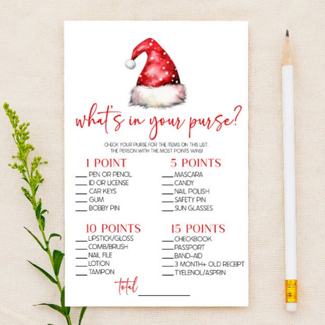 Santa Christmas What's In Purse Baby Shower Game Briefpapier (Von Creator hochgeladen)