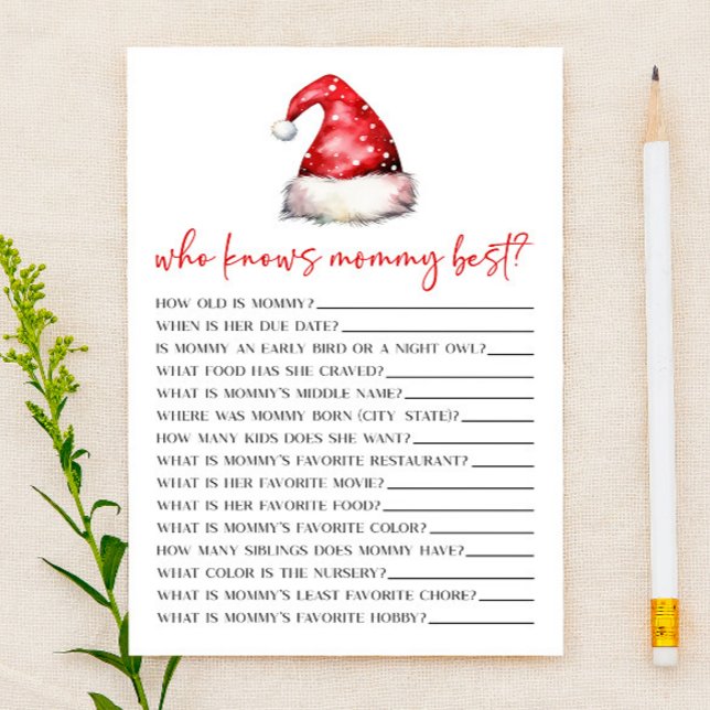 Santa Christmas Who Knows Mommy Baby Shower Game Briefpapier (Von Creator hochgeladen)