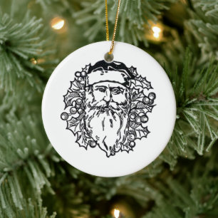 Santa Circle Keramikornament