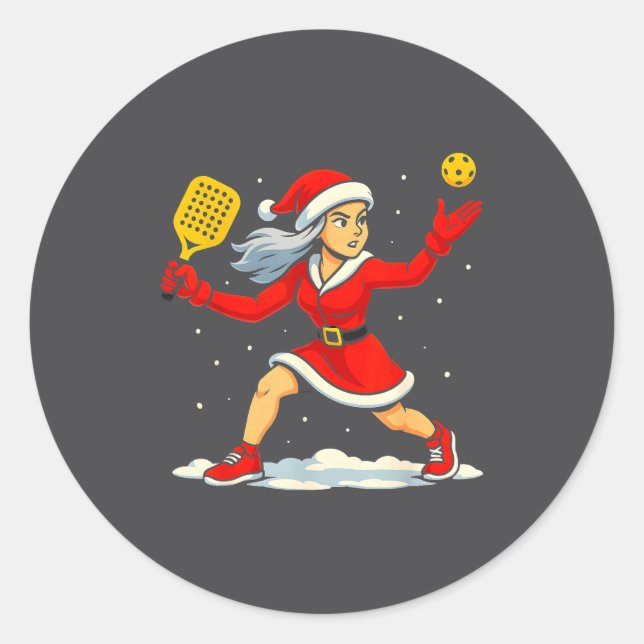 Santa Ckleball Player Christmas Snow Xmas Pajamas  Runder Aufkleber (Vorderseite)