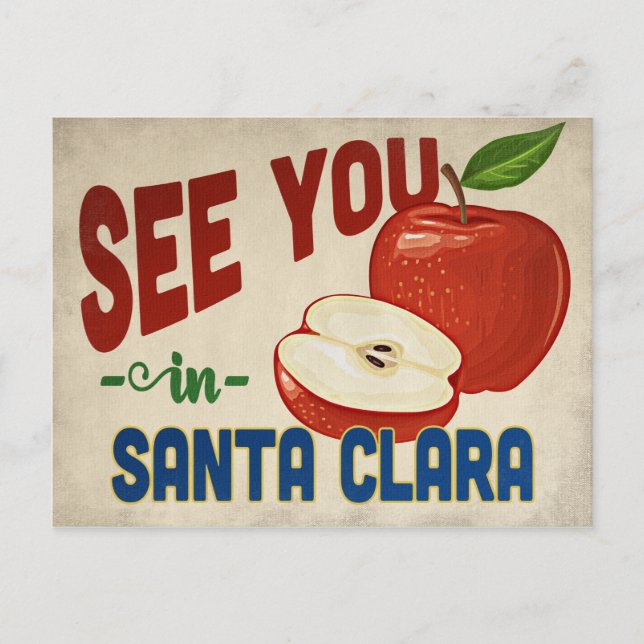 Santa Clara California Apple - Vintage Travel Postkarte (Vorderseite)