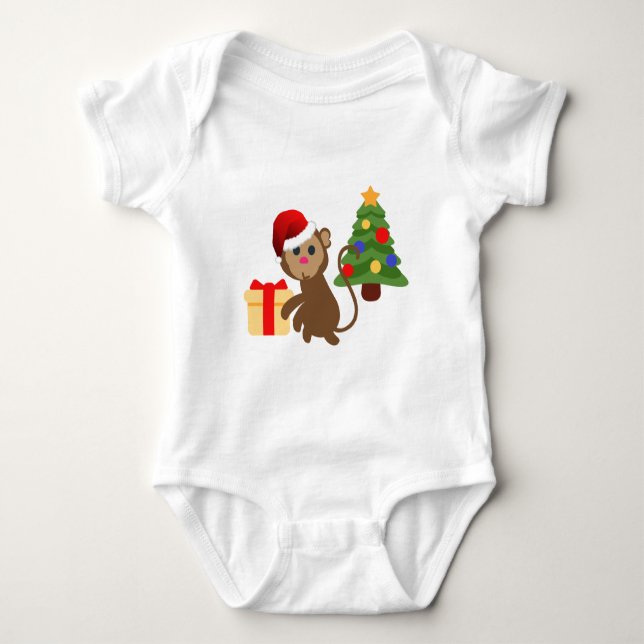 Santa Claus Affe Emoji Baby Strampler (Vorderseite)