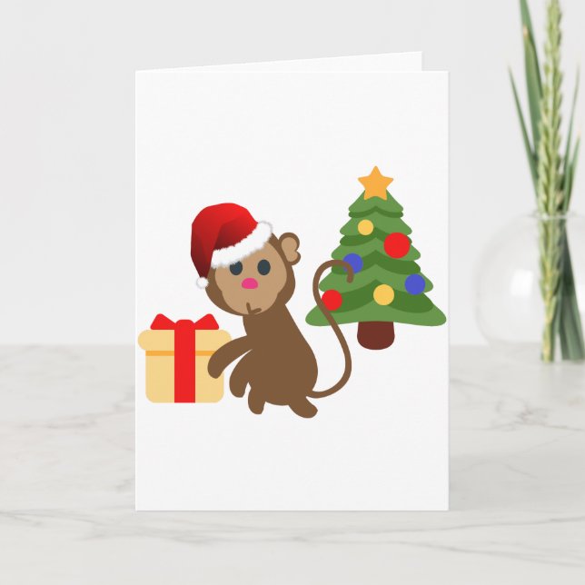 Santa Claus Affe Emoji Feiertagskarte (Vorderseite)