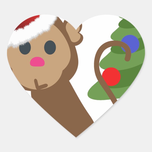 Santa Claus Affe Emoji Herz-Aufkleber (Vorderseite)