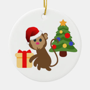 Santa Claus Affe Emoji Keramik Ornament