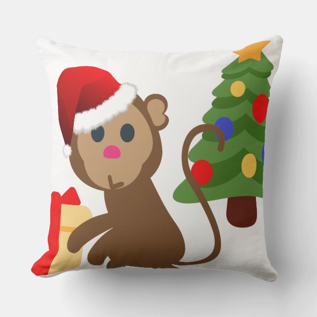 Santa Claus Affe Emoji Kissen (Vorderseite)