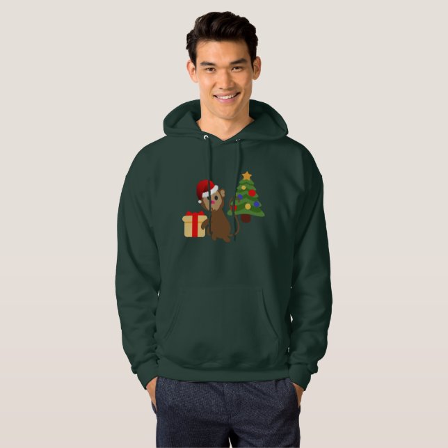 santa claus Affe Emoji mens gehooded Sweatshirt (Vorne ganz)