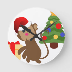 Santa Claus Affe Emoji Runde Wanduhr