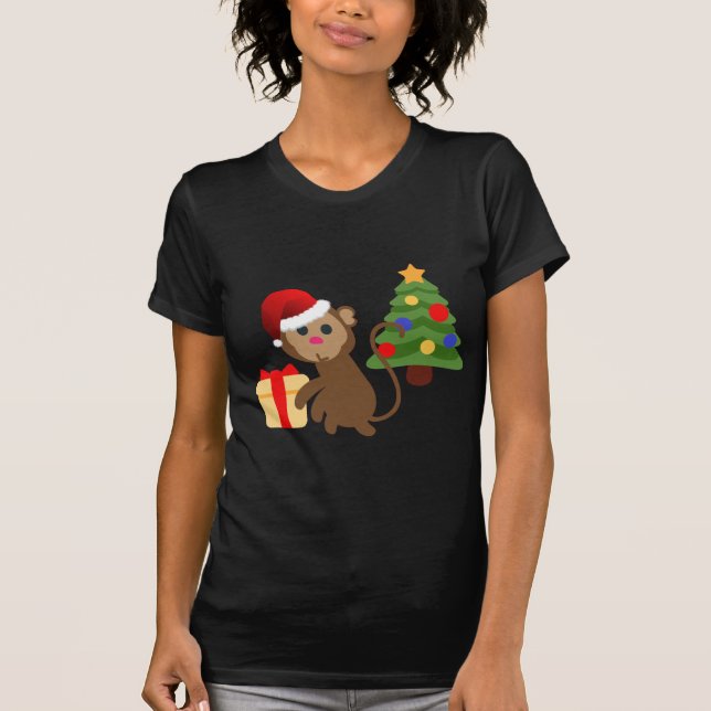 Santa Claus Affe Emoji T-Shirt (Vorderseite)