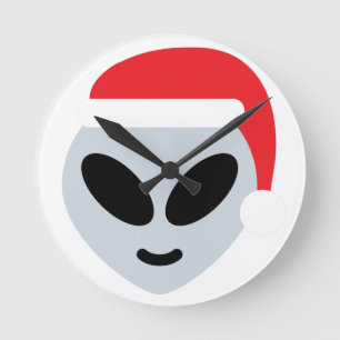 santa claus Alien emoji Runde Wanduhr