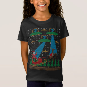Santa Claus Alien Invasion Space UFO Ugly Christma T-Shirt