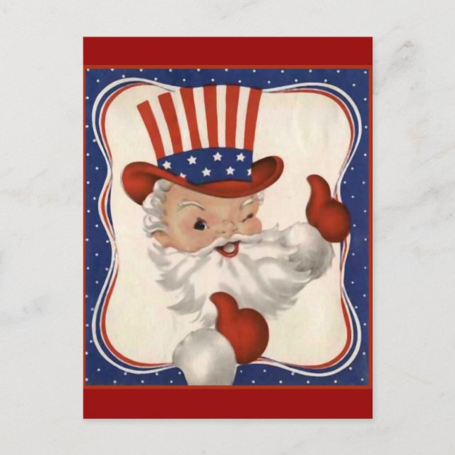 Santa Claus als Uncle Sam Feiertagspostkarte (Vorderseite)