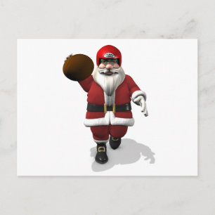 Santa Claus American Football Player Feiertagspostkarte
