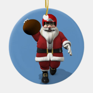 Santa Claus American Football Player Keramik Ornament