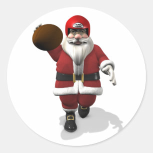 Santa Claus American Football Player Runder Aufkleber