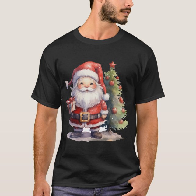 Santa Claus And Christmas Tree  T-Shirt (Vorderseite)