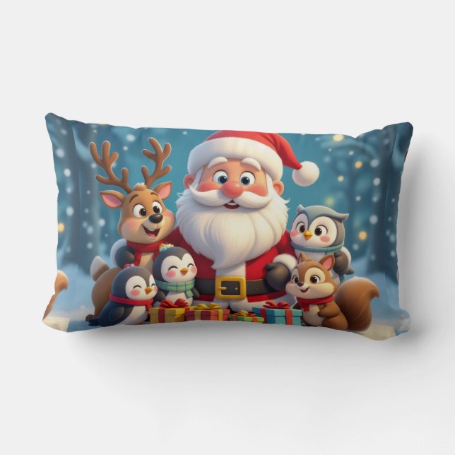 Santa Claus and Friends Christmas Throw Pillow Lendenkissen (Rückseite)