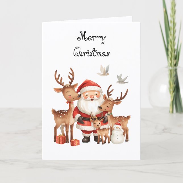 Santa Claus and his helpers. Whimsical Christmas Karte (Vorderseite)