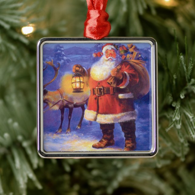 Santa Claus and his reindeer Ornament Aus Metall (Baum)
