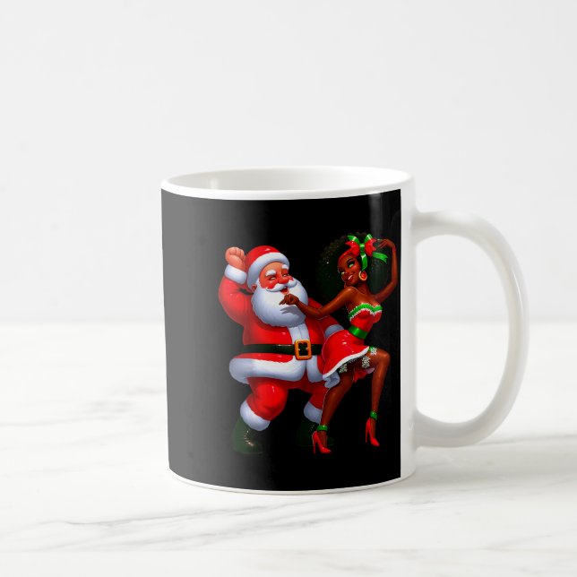Santa Claus And Mrs Claus Dancing Melanin Christma Kaffeetasse (Rechts)