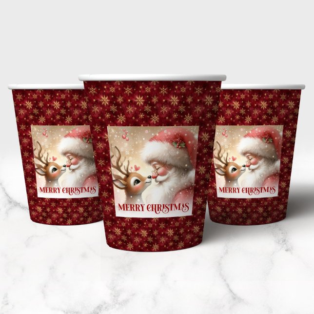 Santa Claus and Red Nose Rudolph Holiday Cups Pappbecher (Santa Claus and Red Nose Rudolph Holiday Cups)