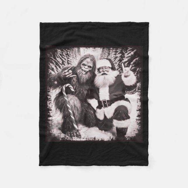 Santa Claus And Sasquatch Bigfoot Funny Joyful Sno Fleecedecke (Vorderseite)