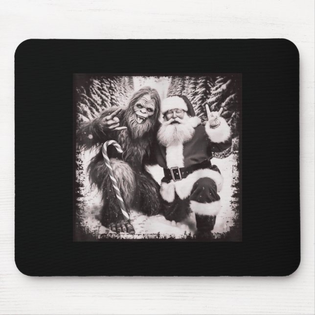 Santa Claus And Sasquatch Bigfoot Funny Joyful Sno Mousepad (Vorne)
