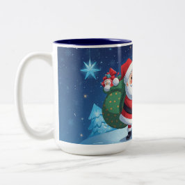 Santa Claus and the reindeer christmas Zweifarbige Tasse
