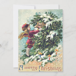 Santa Claus Angel Cherub Mistletoe Einladung