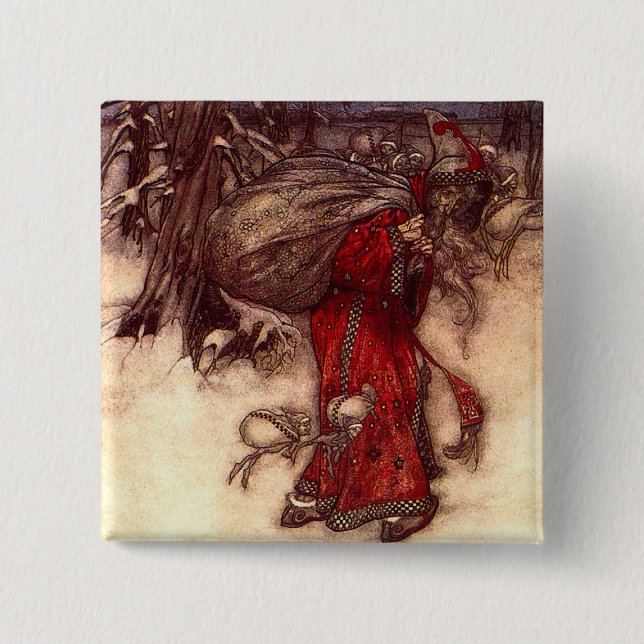 Santa Claus Arthur Rackham Button (Vorderseite)