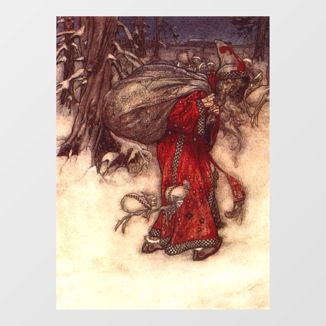 Santa Claus Arthur Rackham Fensteraufkleber (Blatt)