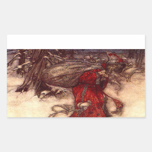 Santa Claus Arthur Rackham Rechteckiger Aufkleber