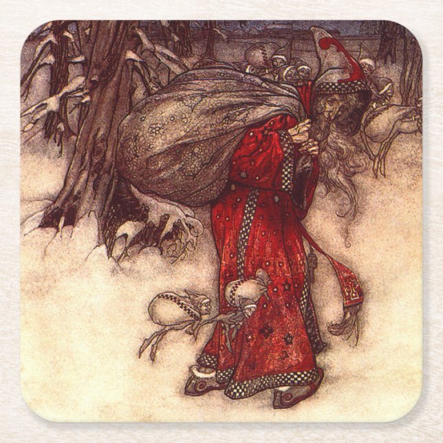 Santa Claus Arthur Rackham Rechteckiger Pappuntersetzer (Vorderseite)