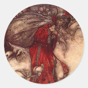 Santa Claus Arthur Rackham Runder Aufkleber