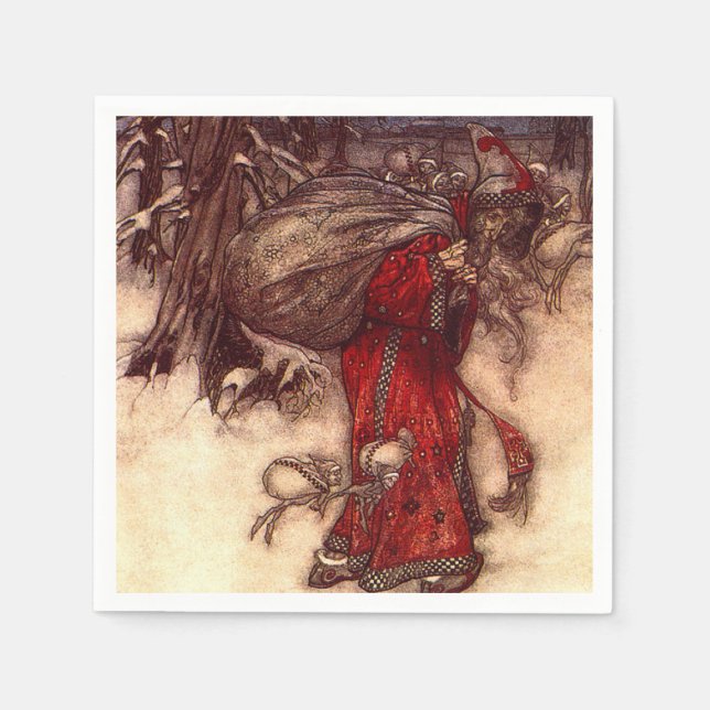 Santa Claus Arthur Rackham Serviette (Vorderseite)